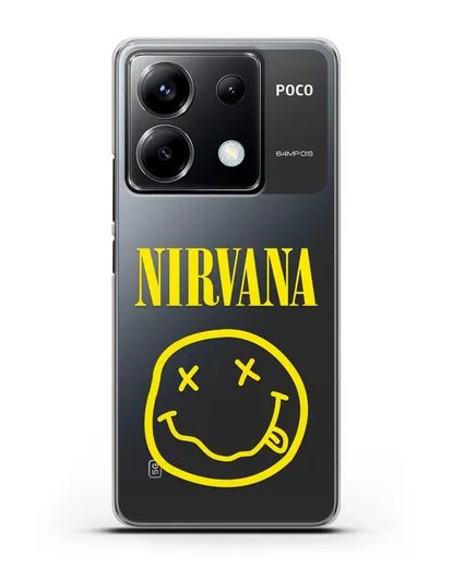 Чехол  логотипом смайлик Nirvana силиконовый для Xiaomi Poco X6