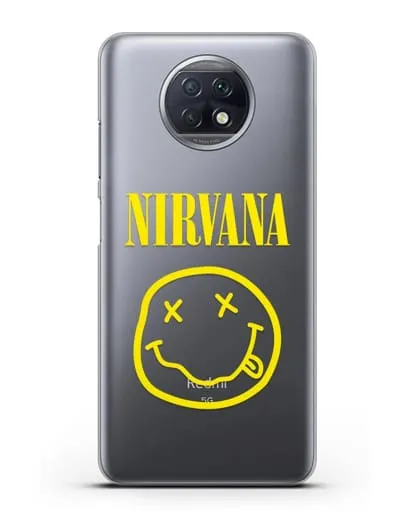 Чехол  логотипом смайлик Nirvana силиконовый для Xiaomi Redmi Note 9T