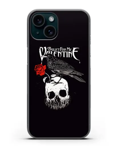 Чехол Bullet for my Valentine с изображением ворон и череп силиконовый для iPhone 15