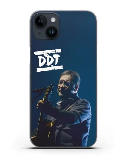 Чехол с логотипом ДДТ и фотографией Юрия Шевчука силиконовый для iPhone 14 Plus