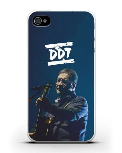 Чехол с логотипом ДДТ и фотографией Юрия Шевчука силиконовый для iPhone 4/4s