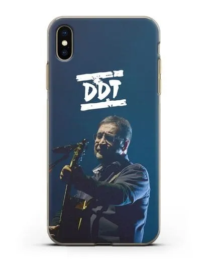 Чехол с логотипом ДДТ и фотографией Юрия Шевчука силиконовый для iPhone XS Max