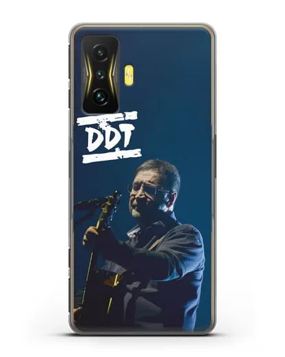 Чехол с логотипом ДДТ и фотографией Юрия Шевчука силиконовый для Xiaomi Poco F4 GT
