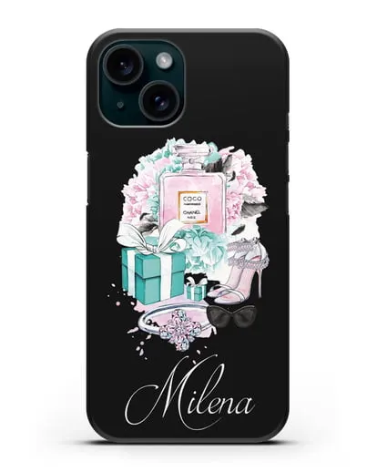 Именной чехол с иллюстрацией Тиффани силиконовый для iPhone 15