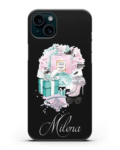 Именной чехол с иллюстрацией Тиффани силиконовый для iPhone 15 Plus