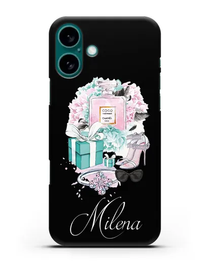 Именной чехол с иллюстрацией Тиффани силиконовый для iPhone 16 Plus