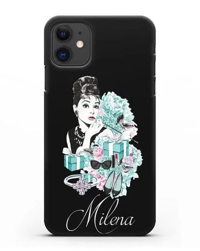 Именной чехол с иллюстрацией Одри Хепберн силиконовый для iPhone 11