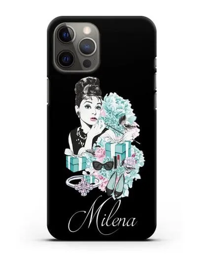 Именной чехол с иллюстрацией Одри Хепберн силиконовый для iPhone 12 Pro Max