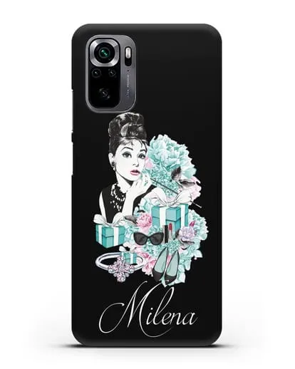Именной чехол с иллюстрацией Одри Хепберн силиконовый для Xiaomi Poco M5s