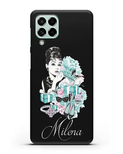 Именной чехол с иллюстрацией Одри Хепберн силиконовый для Samsung Galaxy M53 [SM-M536]
