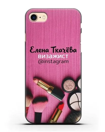Чехол с изображением Визажист с фамилией и профилем инстаграм силиконовый для iPhone 7