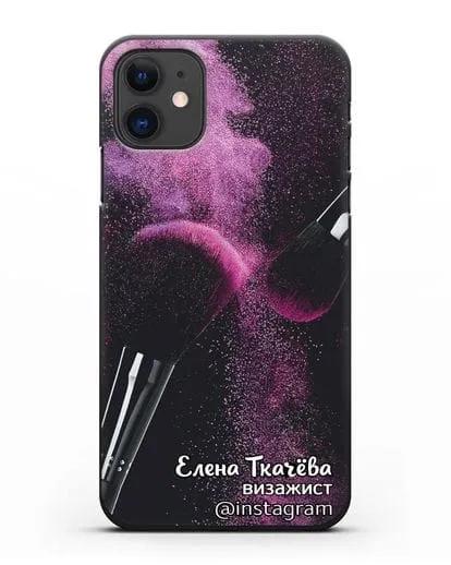 Чехол Визажист с именем, фамилией и профилем инстаграм силиконовый для iPhone 11