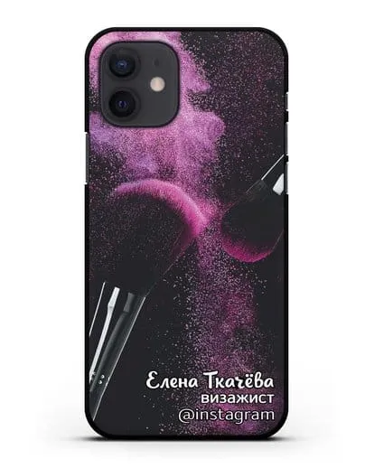 Чехол Визажист с именем, фамилией и профилем инстаграм силиконовый для iPhone 12