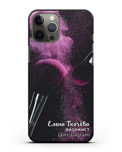 Чехол Визажист с именем, фамилией и профилем инстаграм силиконовый для iPhone 12 Pro Max