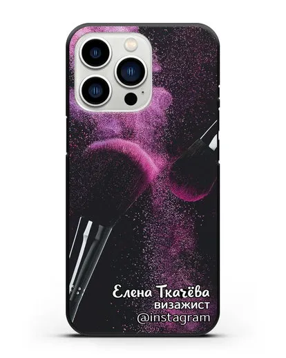 Чехол Визажист с именем, фамилией и профилем инстаграм силиконовый для iPhone 13 Pro