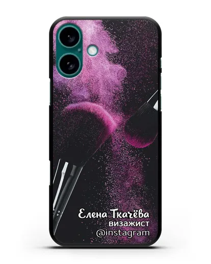 Чехол Визажист с именем, фамилией и профилем инстаграм силиконовый для iPhone 16 Plus