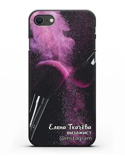 Чехол Визажист с именем, фамилией и профилем инстаграм силиконовый для iPhone SE 2020