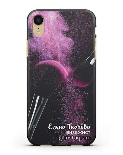 Чехол Визажист с именем, фамилией и профилем инстаграм силиконовый для iPhone XR