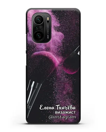 Чехол Визажист с именем, фамилией и профилем инстаграм силиконовый для Xiaomi Poco F3