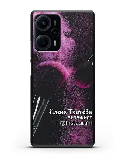 Чехол Визажист с именем, фамилией и профилем инстаграм силиконовый для Xiaomi Poco F5