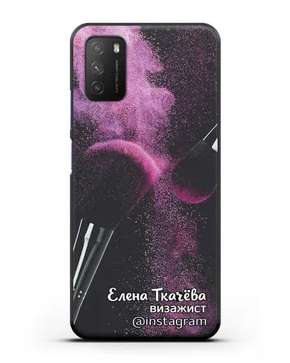 Чехол Визажист с именем, фамилией и профилем инстаграм силиконовый для Xiaomi Poco M3