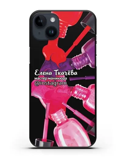 Чехол с изображением Мастер маникюра с профилем инстаграм, фамилией силиконовый для iPhone 14 Plus