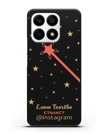 Чехол визитка Стилист с фамилией и инстаграм силиконовый для Honor X8a