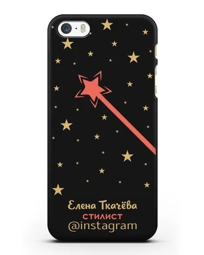 Чехол визитка Стилист с фамилией и инстаграм силиконовый для iPhone 5/5s/SE
