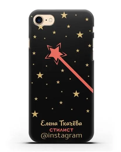 Чехол визитка Стилист с фамилией и инстаграм силиконовый для iPhone 7