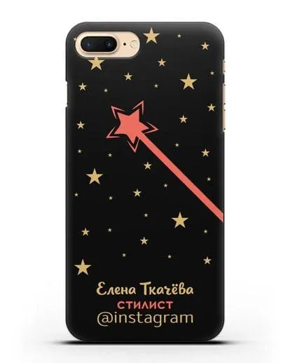 Чехол визитка Стилист с фамилией и инстаграм силиконовый для iPhone 8 Plus