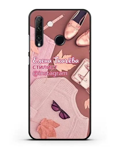 Чехол с изображением Стилист с фамилией и профилем инстаграм силиконовый для Honor 20e