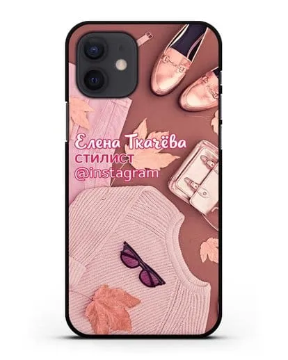 Чехол с изображением Стилист с фамилией и профилем инстаграм силиконовый для iPhone 12