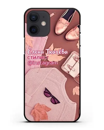 Чехол с изображением Стилист с фамилией и профилем инстаграм силиконовый для iPhone 12 mini