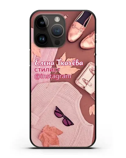 Чехол с изображением Стилист с фамилией и профилем инстаграм силиконовый для iPhone 14 Pro Max