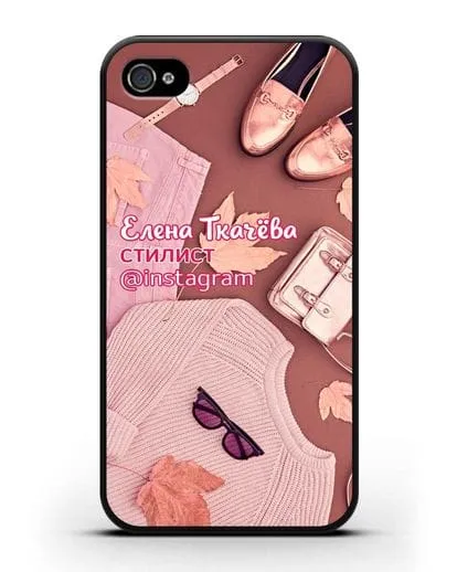 Чехол с изображением Стилист с фамилией и профилем инстаграм силиконовый для iPhone 4/4s