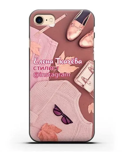 Чехол с изображением Стилист с фамилией и профилем инстаграм силиконовый для iPhone 7