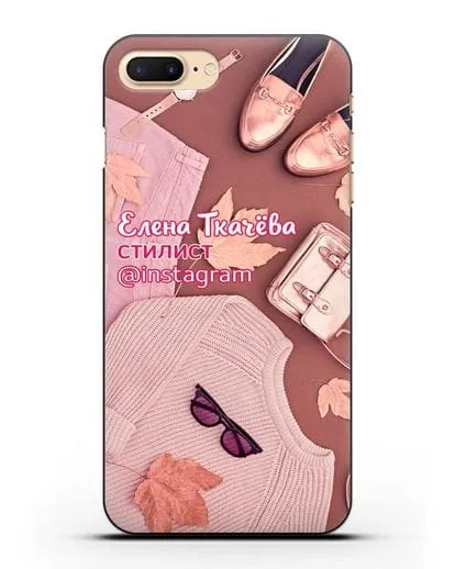 Чехол с изображением Стилист с фамилией и профилем инстаграм силиконовый для iPhone 8 Plus