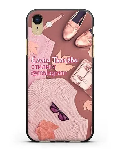 Чехол с изображением Стилист с фамилией и профилем инстаграм силиконовый для iPhone XR