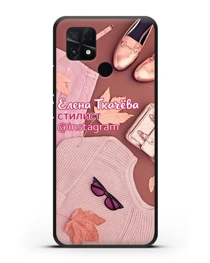 Чехол с изображением Стилист с фамилией и профилем инстаграм силиконовый для Xiaomi Poco C40