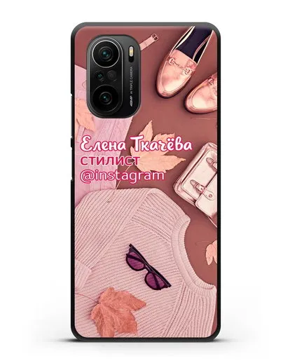 Чехол с изображением Стилист с фамилией и профилем инстаграм силиконовый для Xiaomi Poco F3 Pro