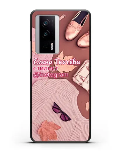 Чехол с изображением Стилист с фамилией и профилем инстаграм силиконовый для Xiaomi Poco F5 Pro