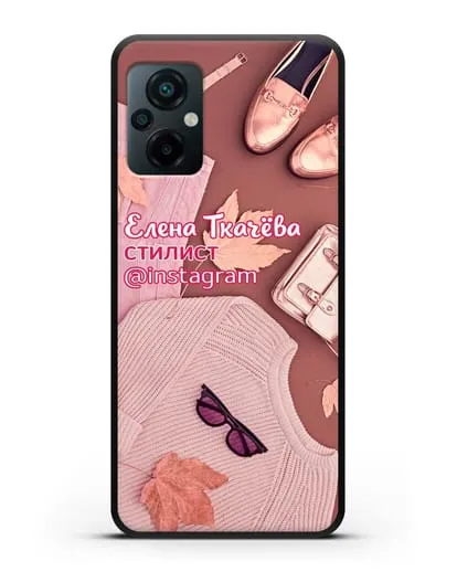 Чехол с изображением Стилист с фамилией и профилем инстаграм силиконовый для Xiaomi Poco M5