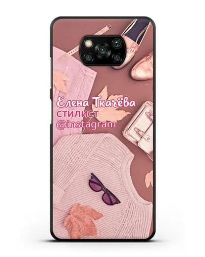 Чехол с изображением Стилист с фамилией и профилем инстаграм силиконовый для Xiaomi Poco X3