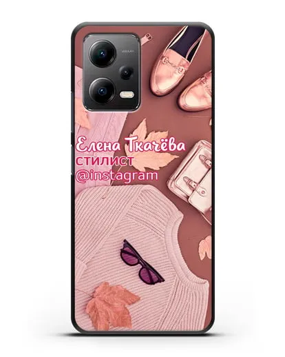 Чехол с изображением Стилист с фамилией и профилем инстаграм силиконовый для Xiaomi Poco X5