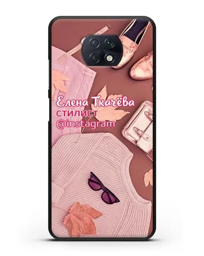 Чехол с изображением Стилист с фамилией и профилем инстаграм силиконовый для Xiaomi Redmi Note 9T