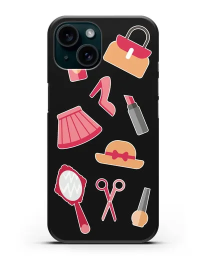 Чехол со стикерами Модные аксессуары силиконовый для iPhone 15