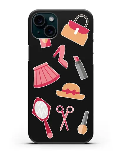 Чехол со стикерами Модные аксессуары силиконовый для iPhone 15 Plus