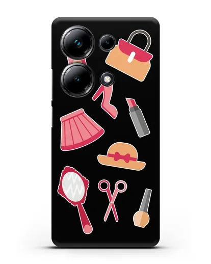 Чехол со стикерами Модные аксессуары силиконовый для Xiaomi Poco M6 Pro