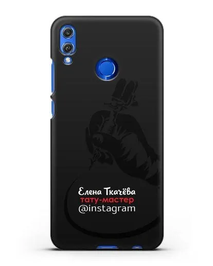 Чехол визитка Тату мастер с фамилией и инстаграм силиконовый для Honor 8X