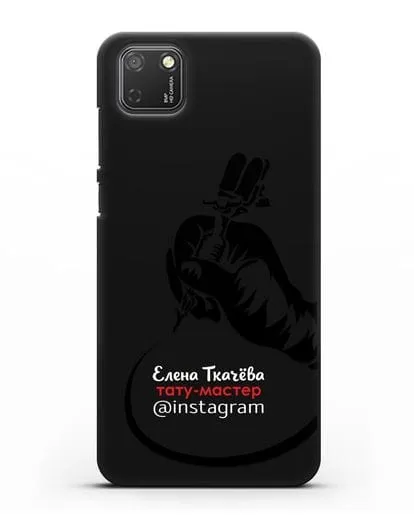 Чехол визитка Тату мастер с фамилией и инстаграм силиконовый для Honor 9S